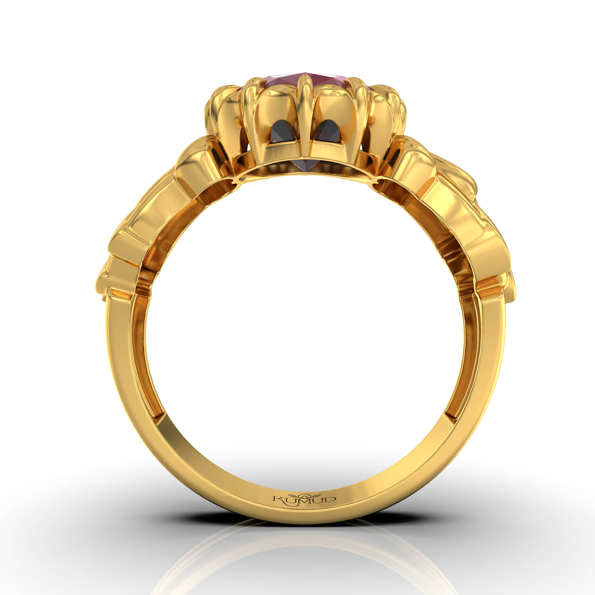 Ruby (Manik) Antique Ring for Women in 22K Yellow Gold – Oval 9x8 mm, Prong Setting, 3 g (Design KA-1) thumbnail