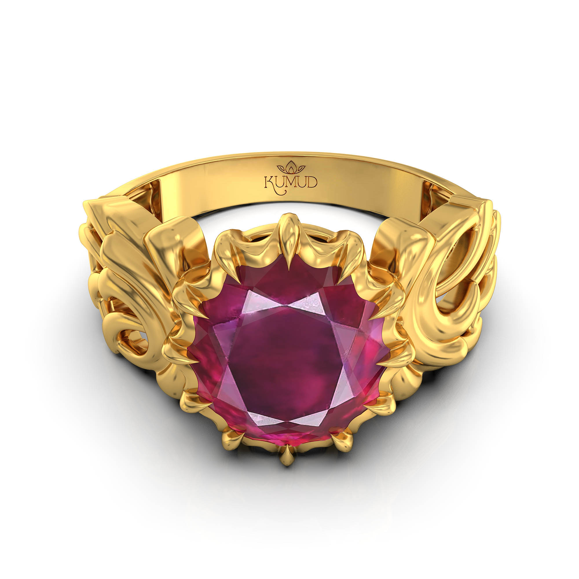 Ruby (Manik) Antique Ring for Women in 22K Yellow Gold – Oval 9x8 mm, Prong Setting, 3 g (Design KA-1) thumbnail