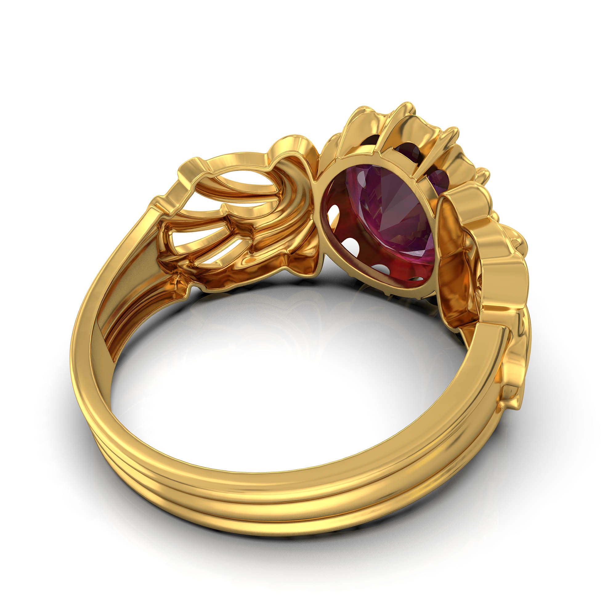 Ruby (Manik) Antique Ring for Women in 22K Yellow Gold – Oval 9x8 mm, Prong Setting, 3 g (Design KA-1) thumbnail
