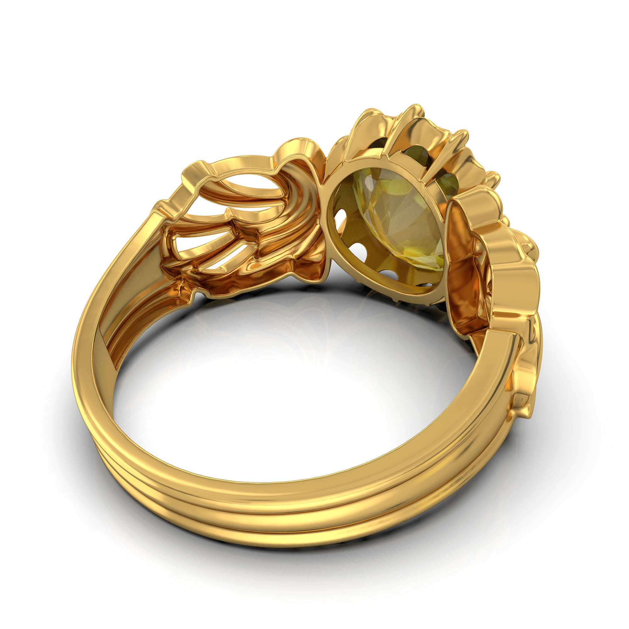 Yellow Sapphire (Pukhraj) Antique Ring for Women in 22K Yellow Gold – Oval 9x8 mm, Prong Setting, 3 g (Design KA-1) thumbnail
