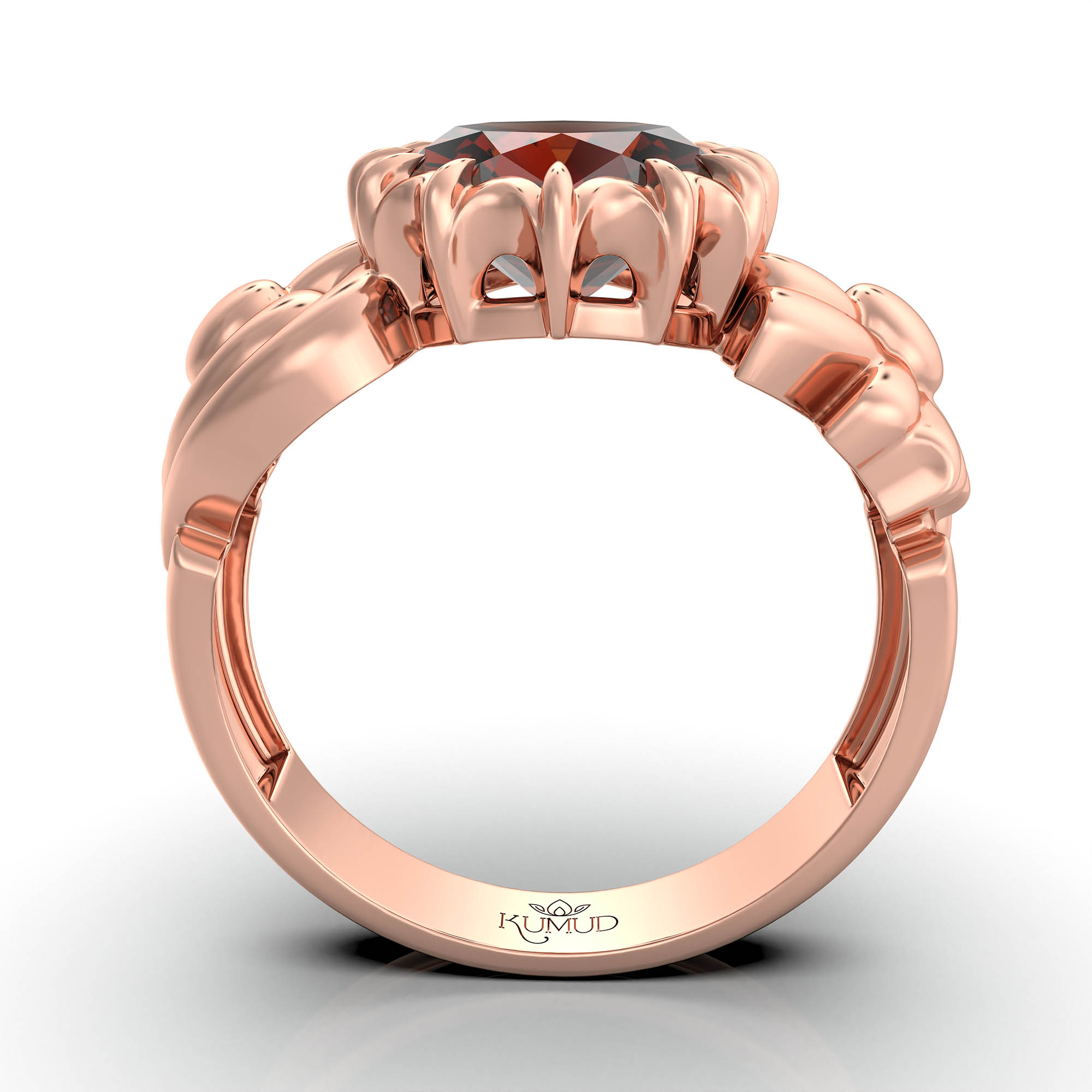 Hessonite (Gomed) Antique Ring for Women in 18K Rose Gold – Oval 9x8 mm, Prong Setting, 3 g (Design KA-2) thumbnail