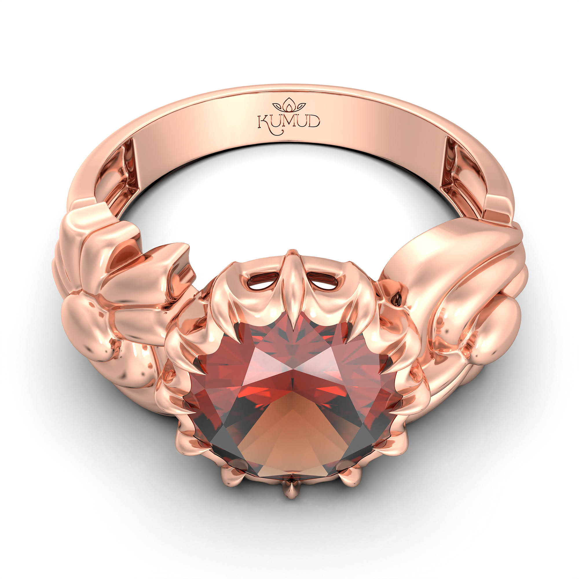 Hessonite (Gomed) Antique Ring for Women in 18K Rose Gold – Oval 9x8 mm, Prong Setting, 3 g (Design KA-2) thumbnail