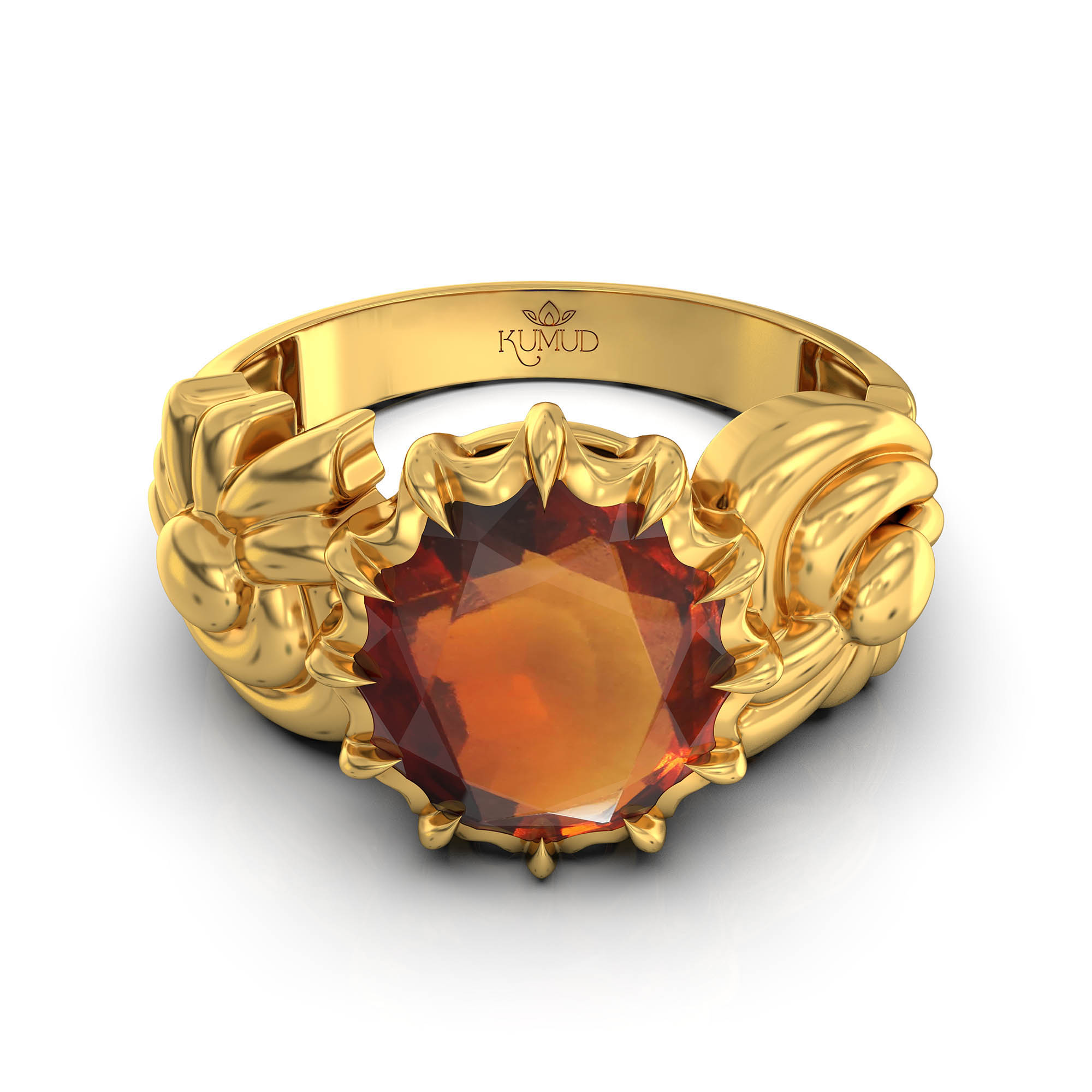 Hessonite (Gomed) Antique Ring for Women in 22K Yellow Gold – Oval 9x8 mm, Prong Setting, 3 g (Design KA-2) thumbnail