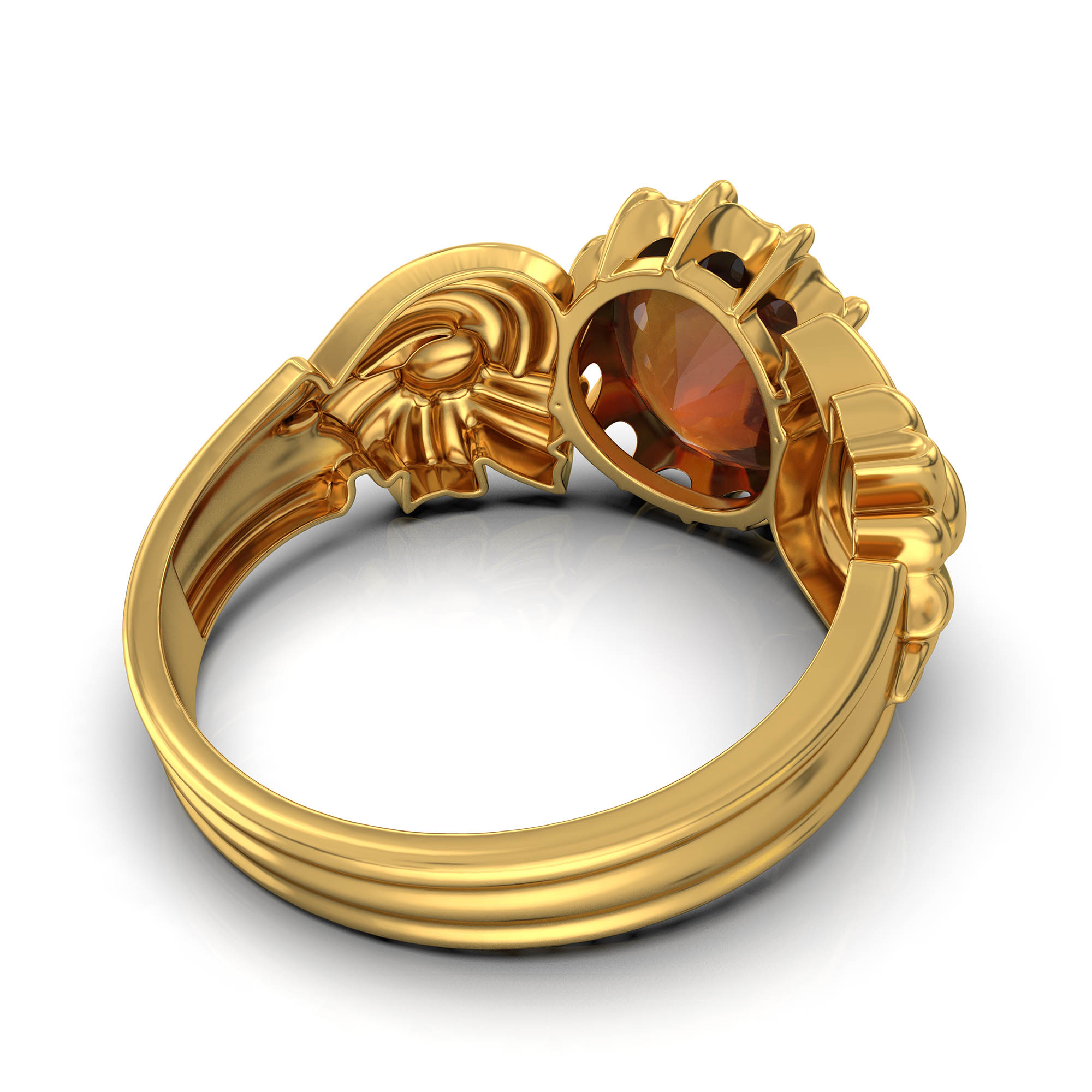Hessonite (Gomed) Antique Ring for Women in 22K Yellow Gold – Oval 9x8 mm, Prong Setting, 3 g (Design KA-2) thumbnail
