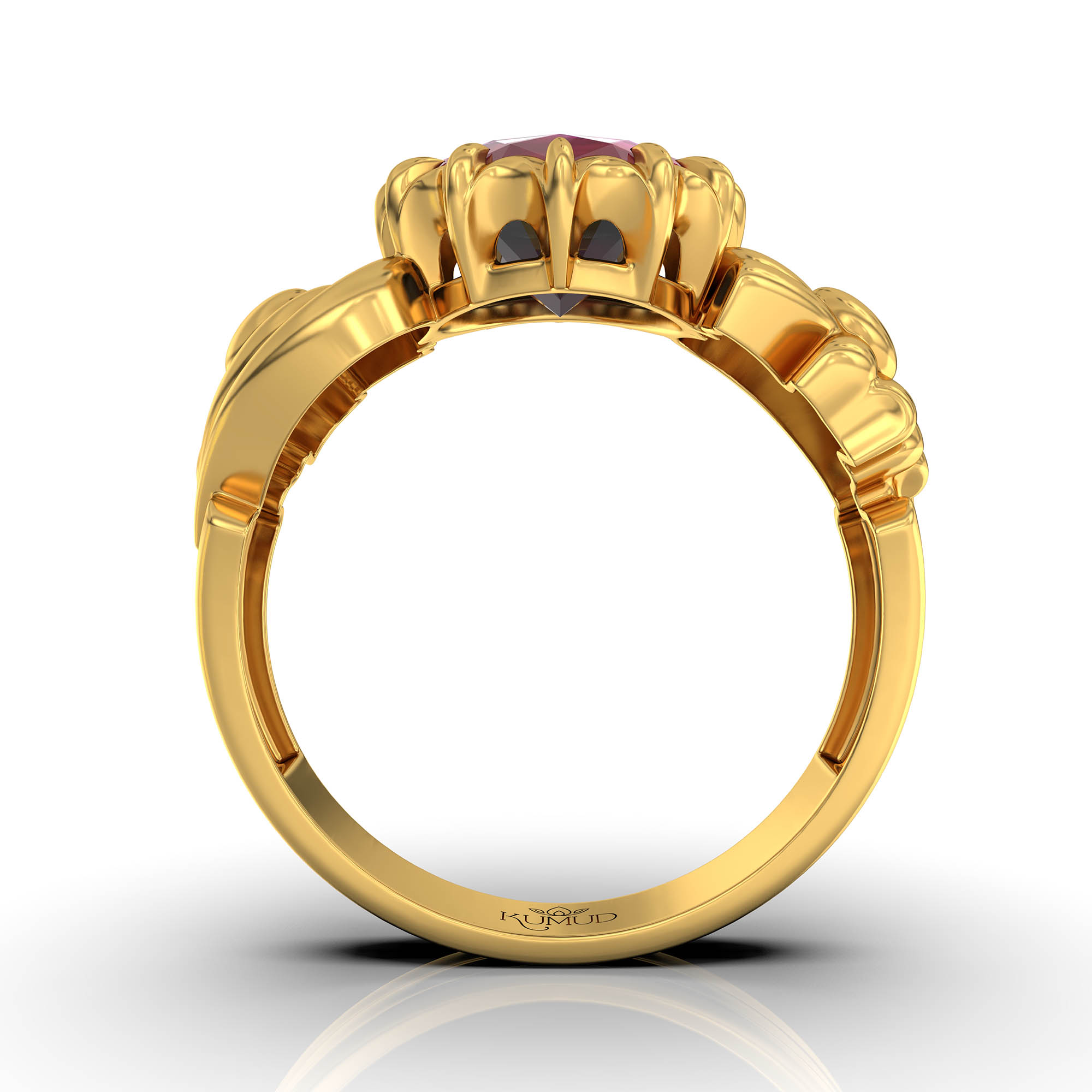 Ruby (Manik) Antique Ring for Women in 22K Yellow Gold – Oval 9x8 mm, Prong Setting, 3 g (Design KA-2) thumbnail