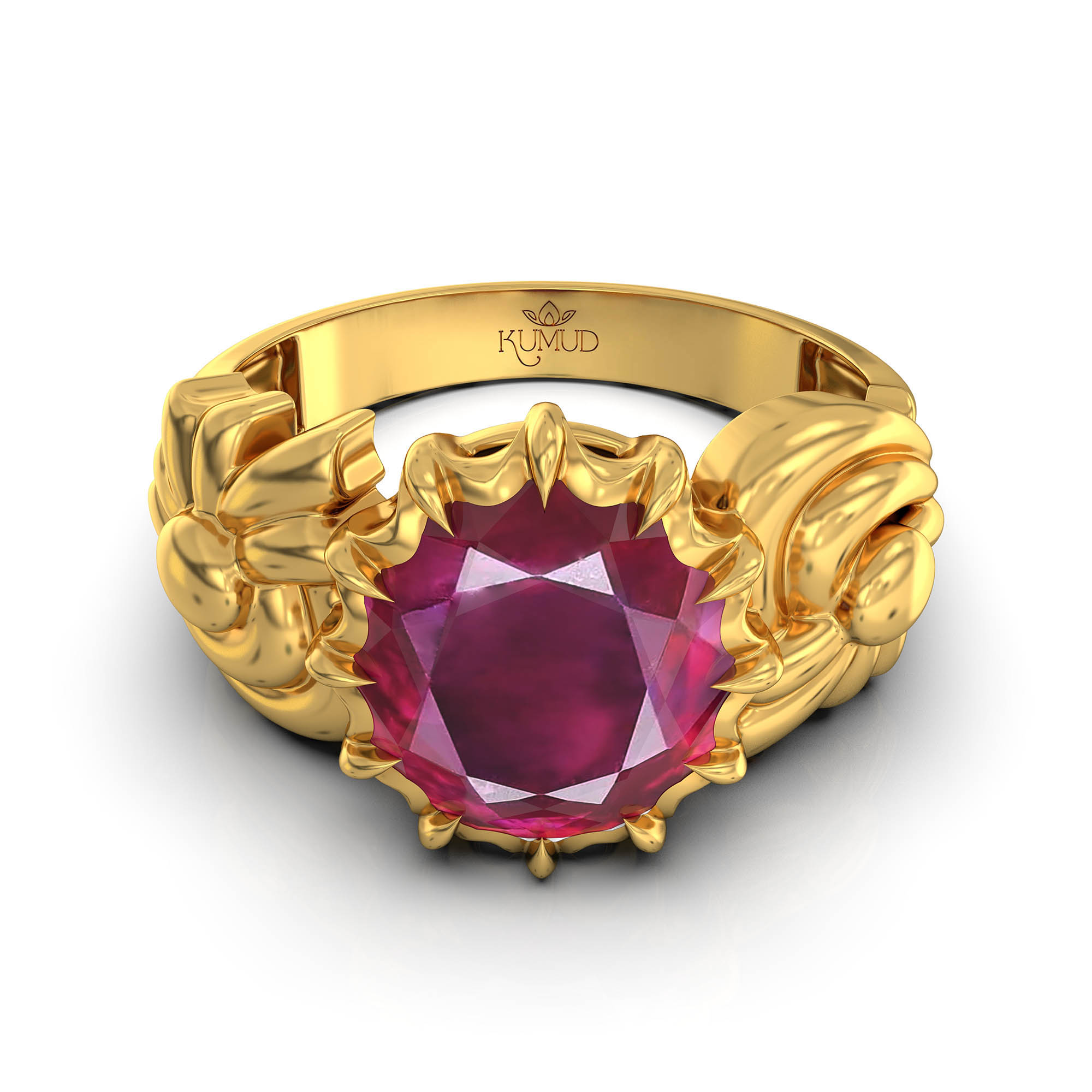 Ruby (Manik) Antique Ring for Women in 22K Yellow Gold – Oval 9x8 mm, Prong Setting, 3 g (Design KA-2) thumbnail
