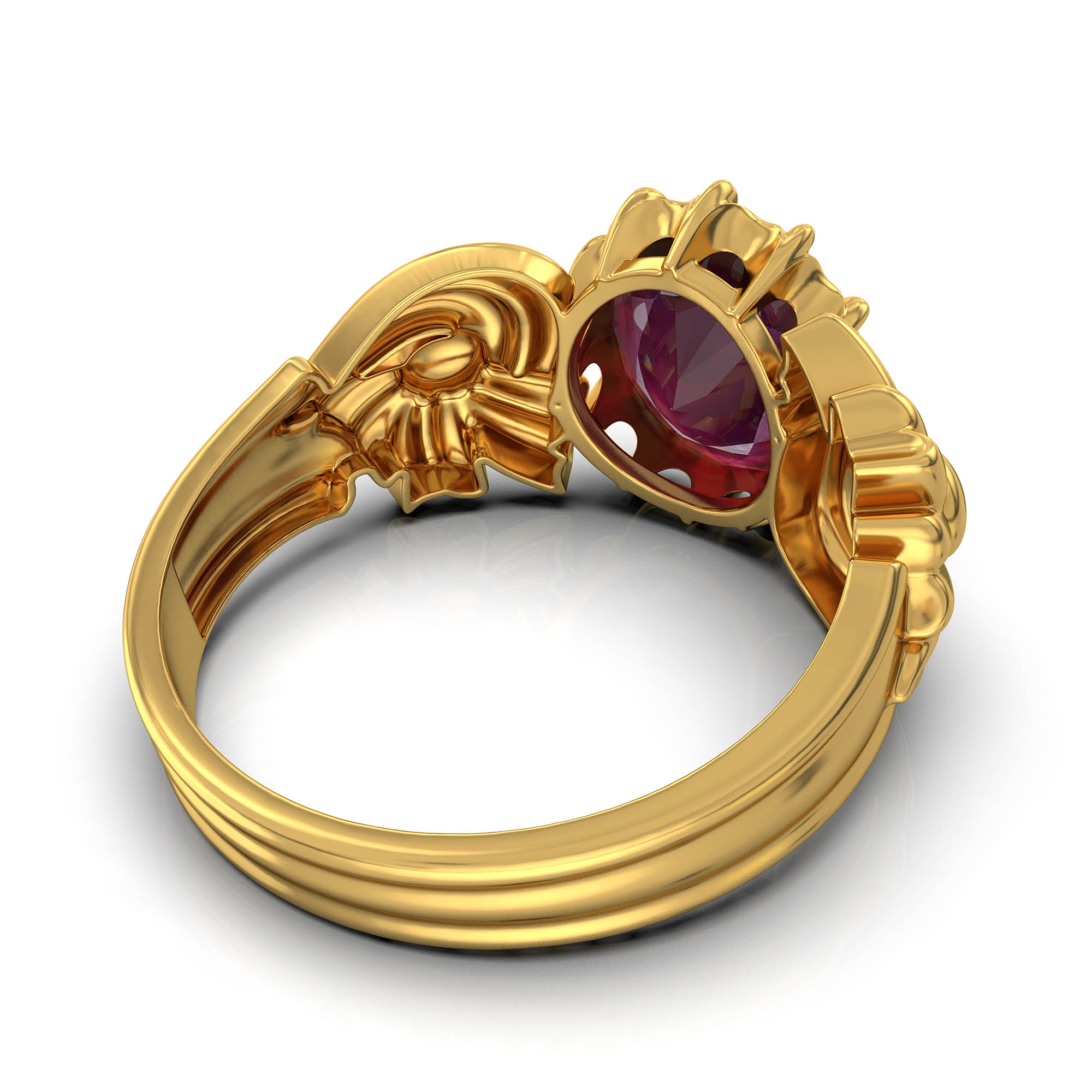 Ruby (Manik) Antique Ring for Women in 22K Yellow Gold – Oval 9x8 mm, Prong Setting, 3 g (Design KA-2) thumbnail