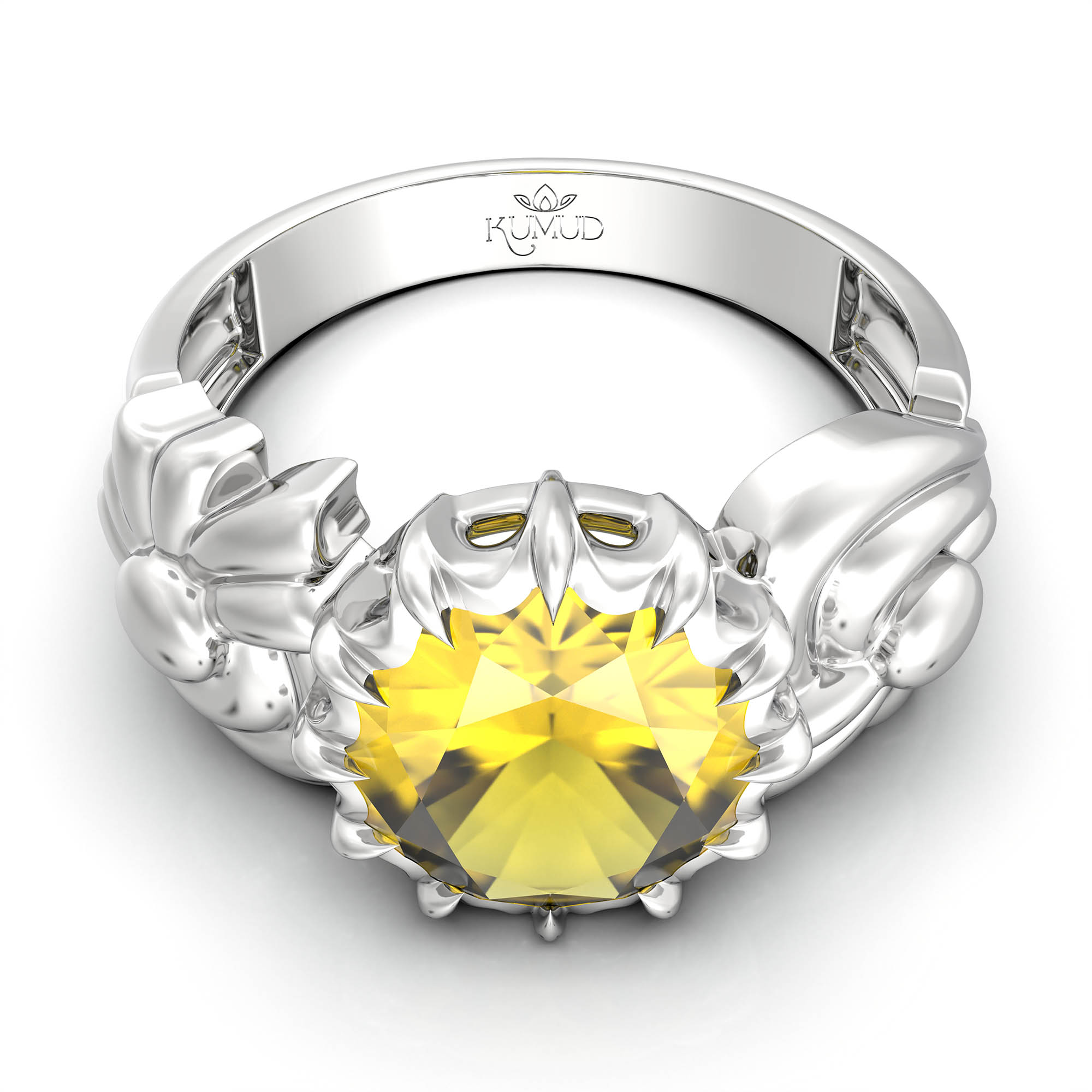 Yellow Sapphire (Pukhraj) Ring for Women in 925 Sterling Silver – Oval 9x8 mm, Prong Setting, 1.8 g (Design KA-2) thumbnail