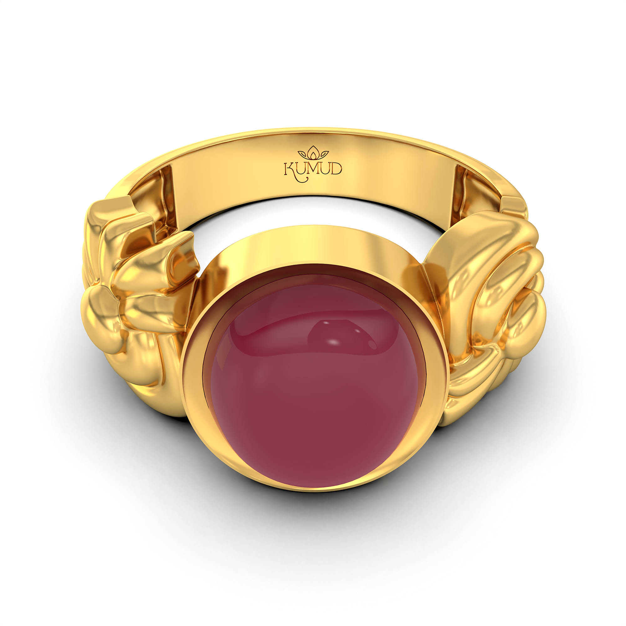 Ruby (Manik) Antique Ring for Women in 22K Yellow Gold – Oval Cabochon 9x8 mm, Bezel Setting, 4 g (Design KA-2) thumbnail