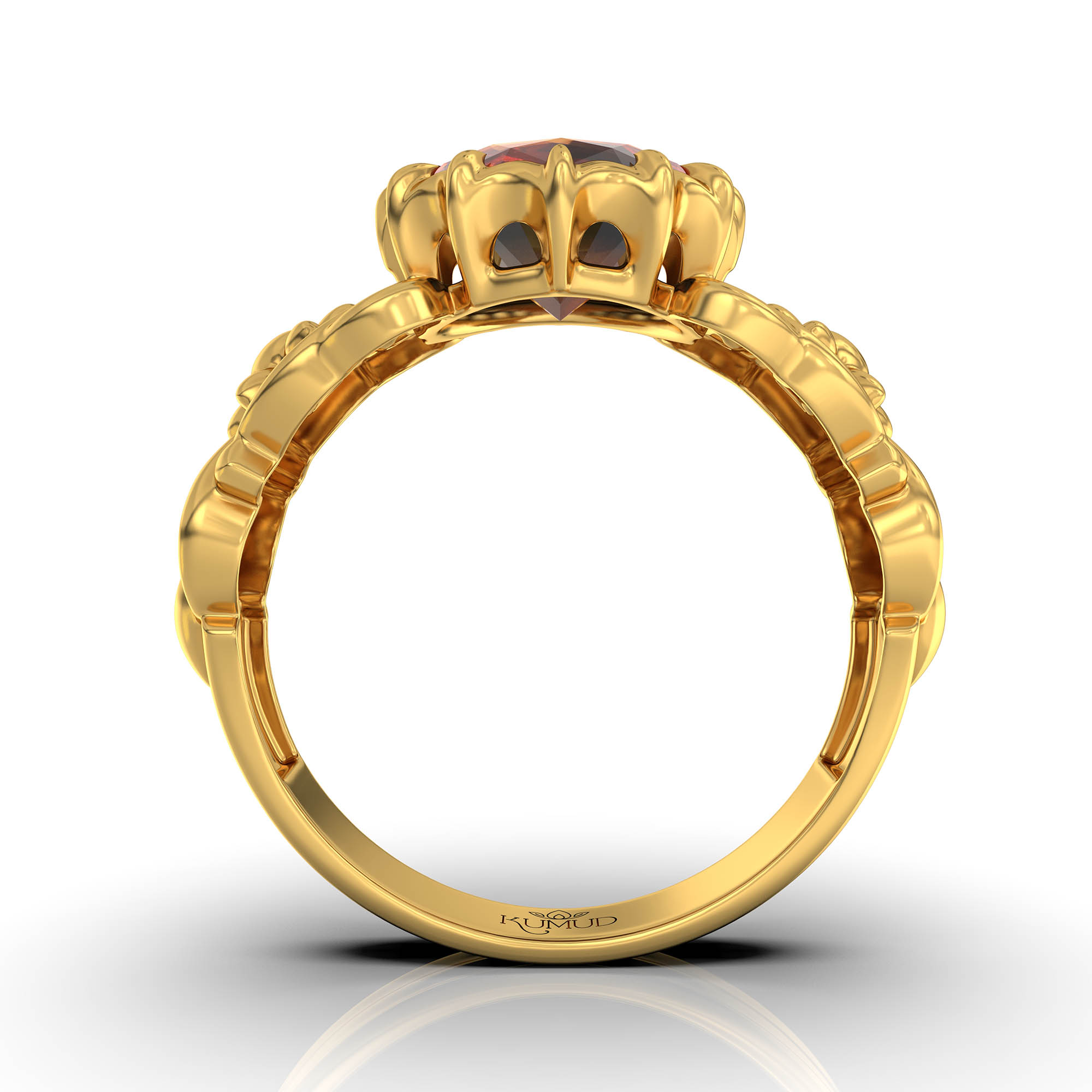 Hessonite (Gomed) Antique Ring for Women in 22K Yellow Gold – Oval 9x8 mm, Prong Setting, 3 g (Design KA-3) thumbnail