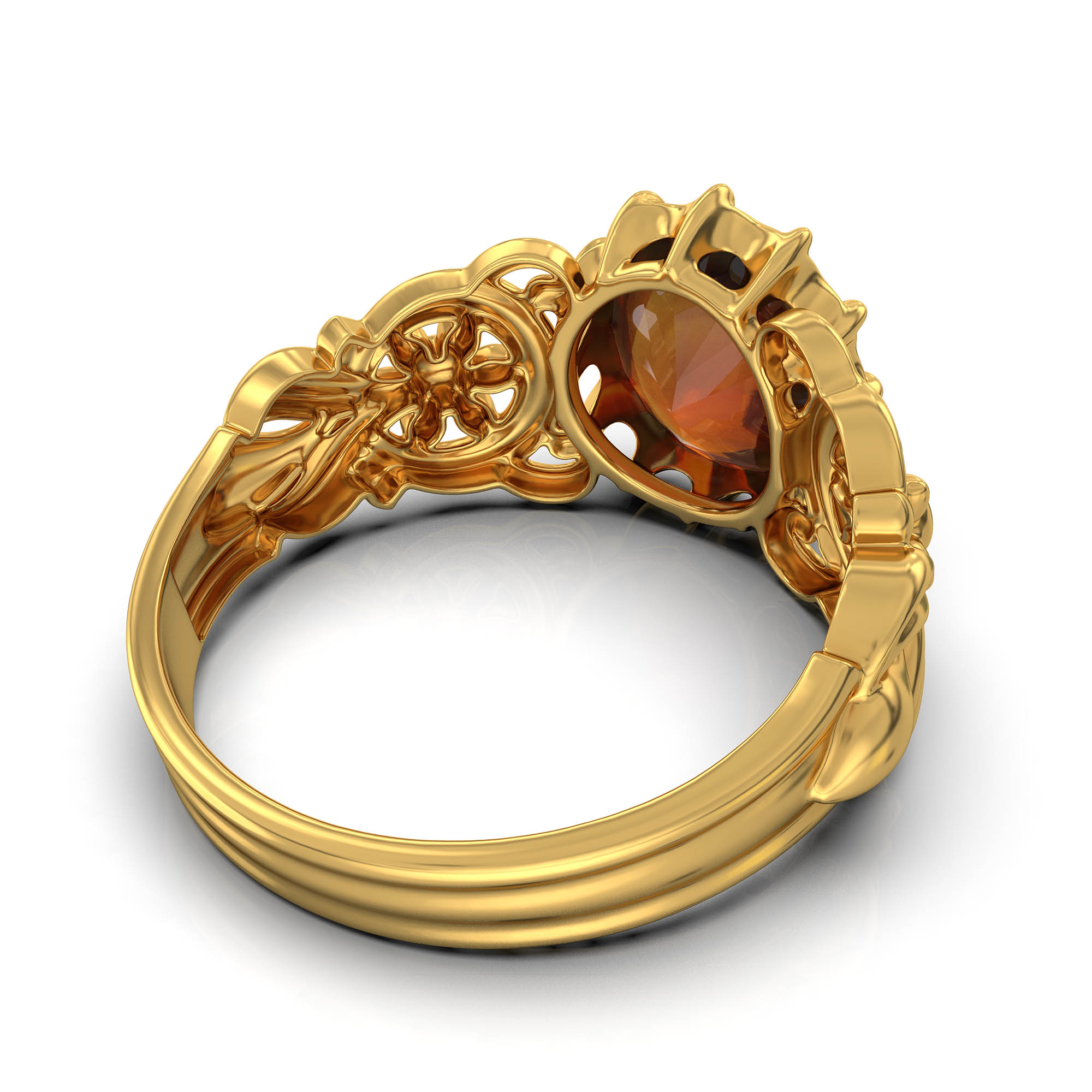 Hessonite (Gomed) Antique Ring for Women in 22K Yellow Gold – Oval 9x8 mm, Prong Setting, 3 g (Design KA-3) thumbnail