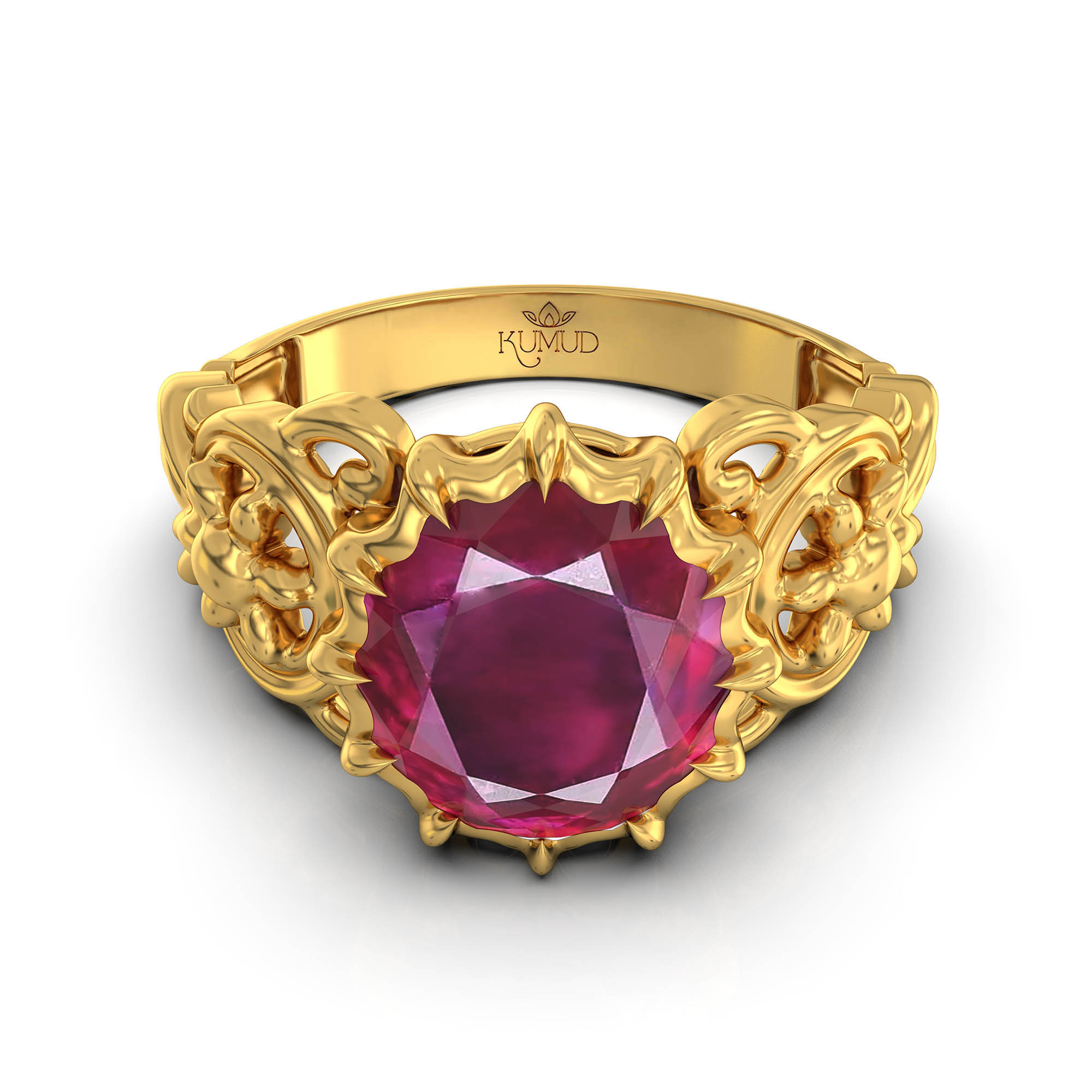 Ruby (Manik) Antique Ring for Women in 22K Yellow Gold – Oval 9x8 mm, Prong Setting, 3 g (Design KA-3) thumbnail