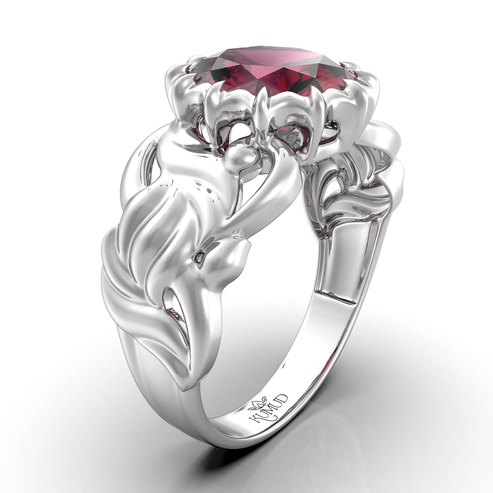 Ruby (Manik) Ring for Women in 925 Sterling Silver – Oval 9x8 mm, Prong Setting, 1.8 g (Design KA-4) thumbnail