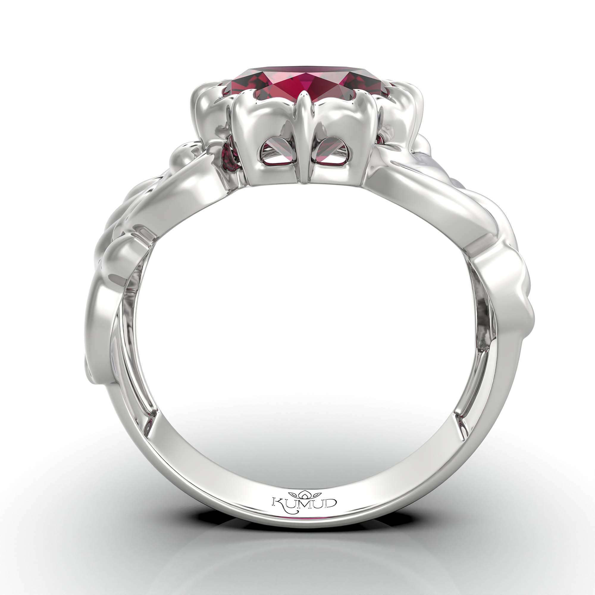 Ruby (Manik) Ring for Women in 925 Sterling Silver – Oval 9x8 mm, Prong Setting, 1.8 g (Design KA-4) thumbnail