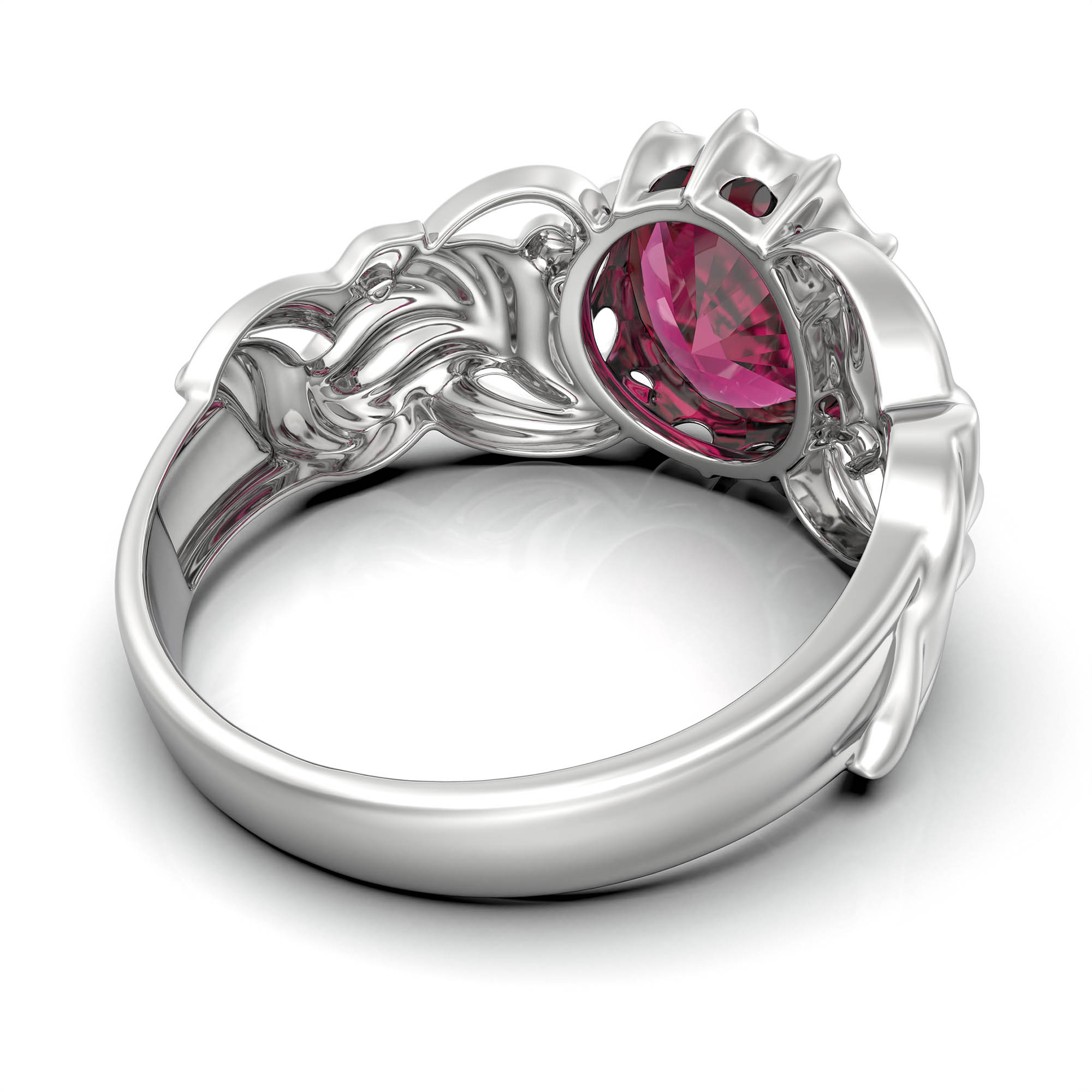 Ruby (Manik) Ring for Women in 925 Sterling Silver – Oval 9x8 mm, Prong Setting, 1.8 g (Design KA-4) thumbnail