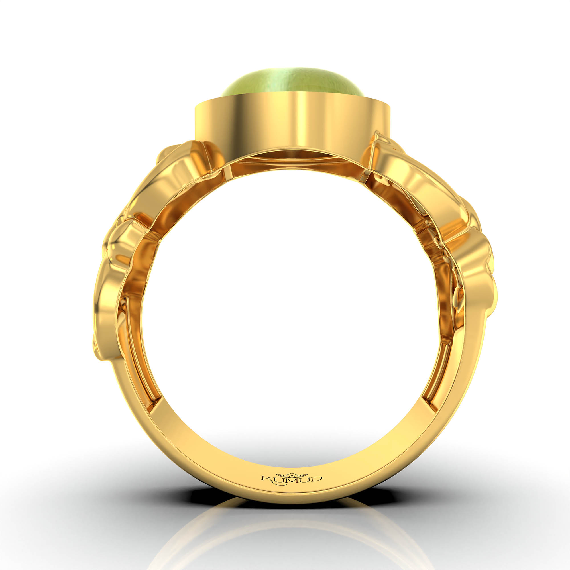 Cat's Eye (Lehsunia) Antique Ring for Women in 22K Yellow Gold – Oval Cabochon 9x8 mm, Bezel Setting, 4 g (Design KA-4) thumbnail