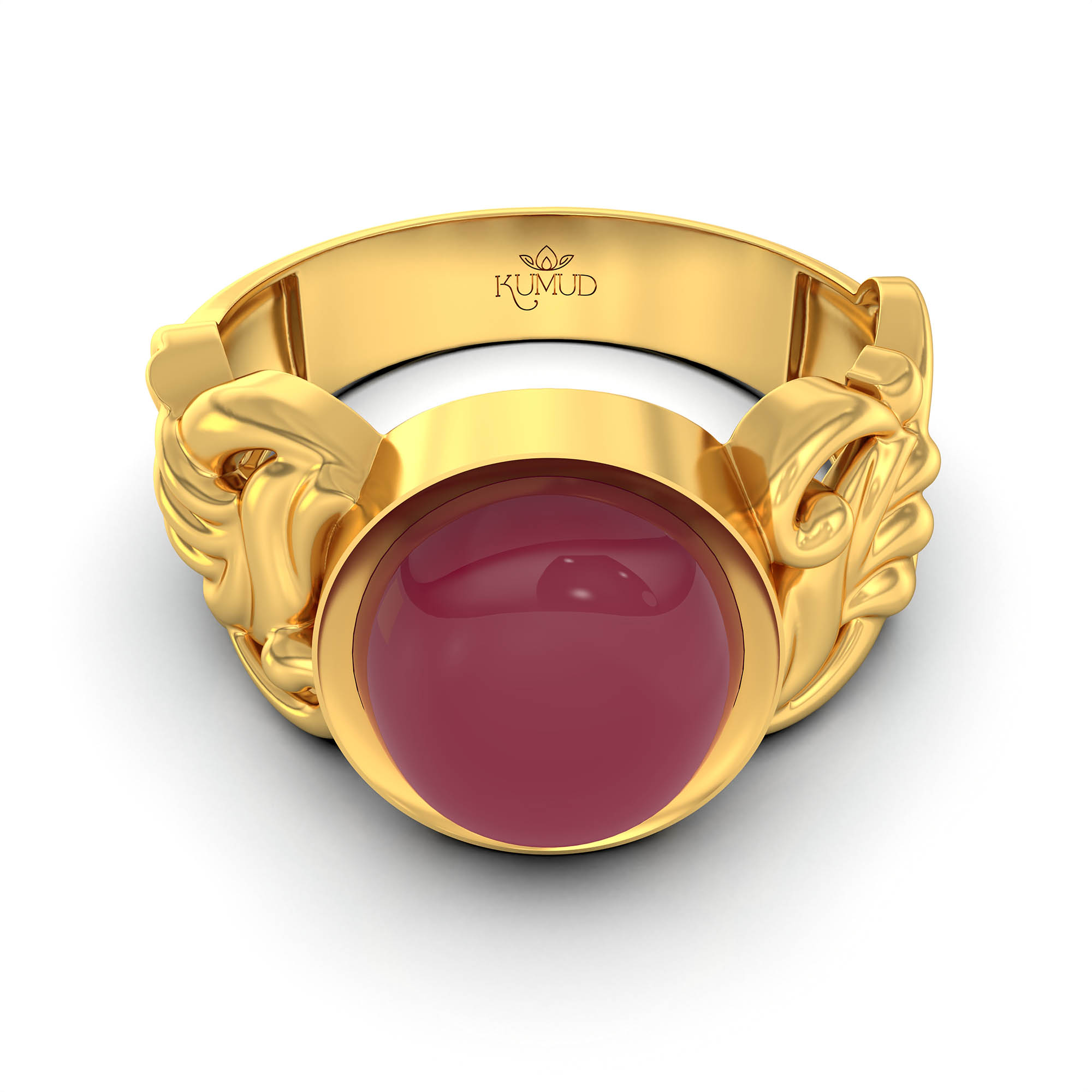 Ruby (Manik) Antique Ring for Women in 22K Yellow Gold – Oval Cabochon 9x8 mm, Bezel Setting, 4 g (Design KA-4) thumbnail