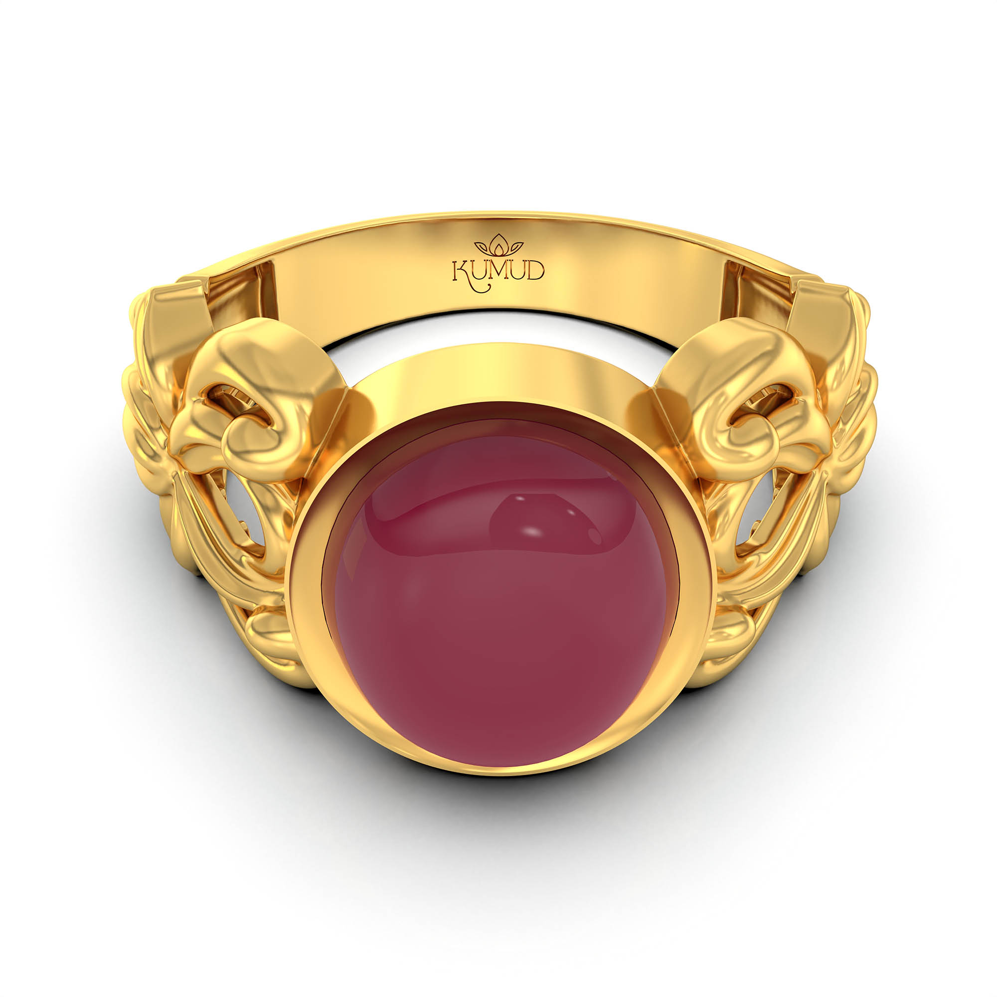 Ruby (Manik) Antique Ring for Women in 22K Yellow Gold – Oval Cabochon 9x8 mm, Bezel Setting, 4 g (Design KA-5) thumbnail