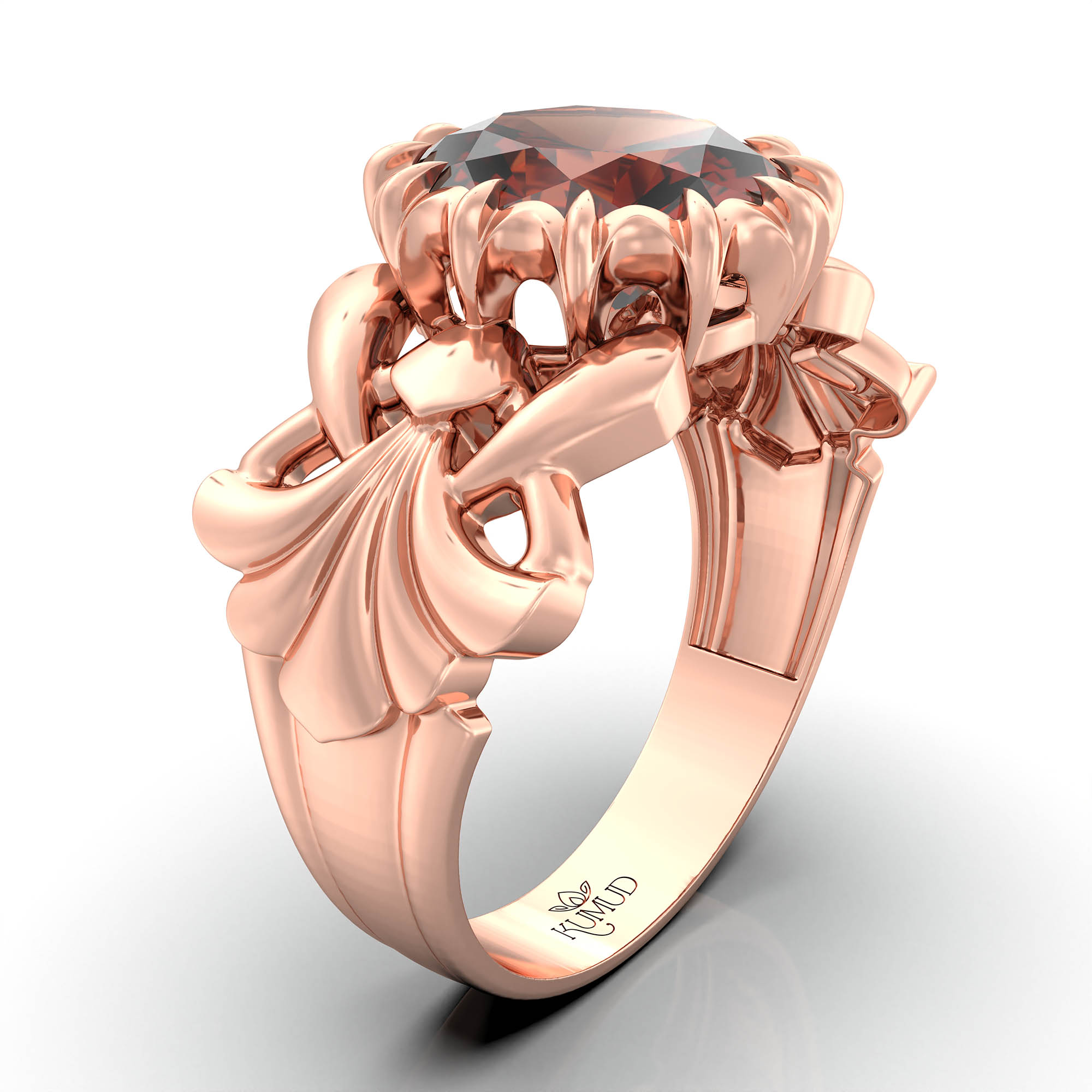 Hessonite (Gomed) Antique Ring for Women in 18K Rose Gold – Oval 9x8 mm, Prong Setting, 3 g (Design KA-6) thumbnail