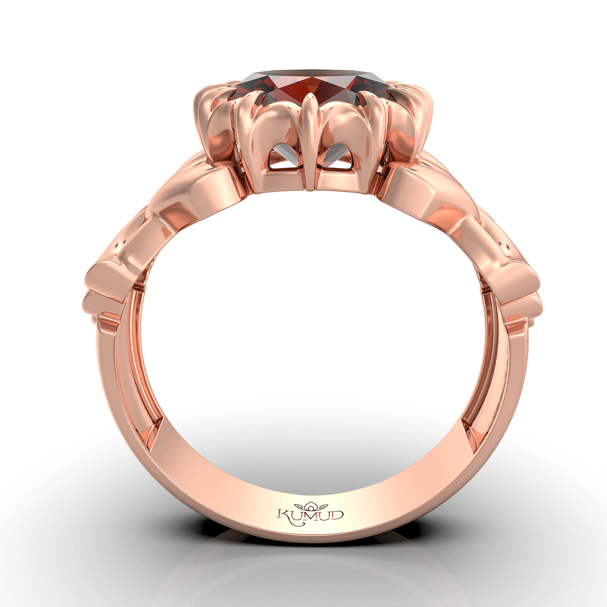 Hessonite (Gomed) Antique Ring for Women in 18K Rose Gold – Oval 9x8 mm, Prong Setting, 3 g (Design KA-6) thumbnail