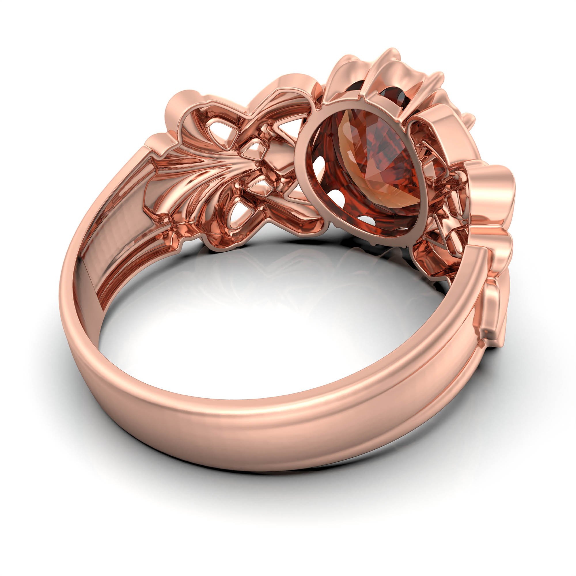 Hessonite (Gomed) Antique Ring for Women in 18K Rose Gold – Oval 9x8 mm, Prong Setting, 3 g (Design KA-6) thumbnail