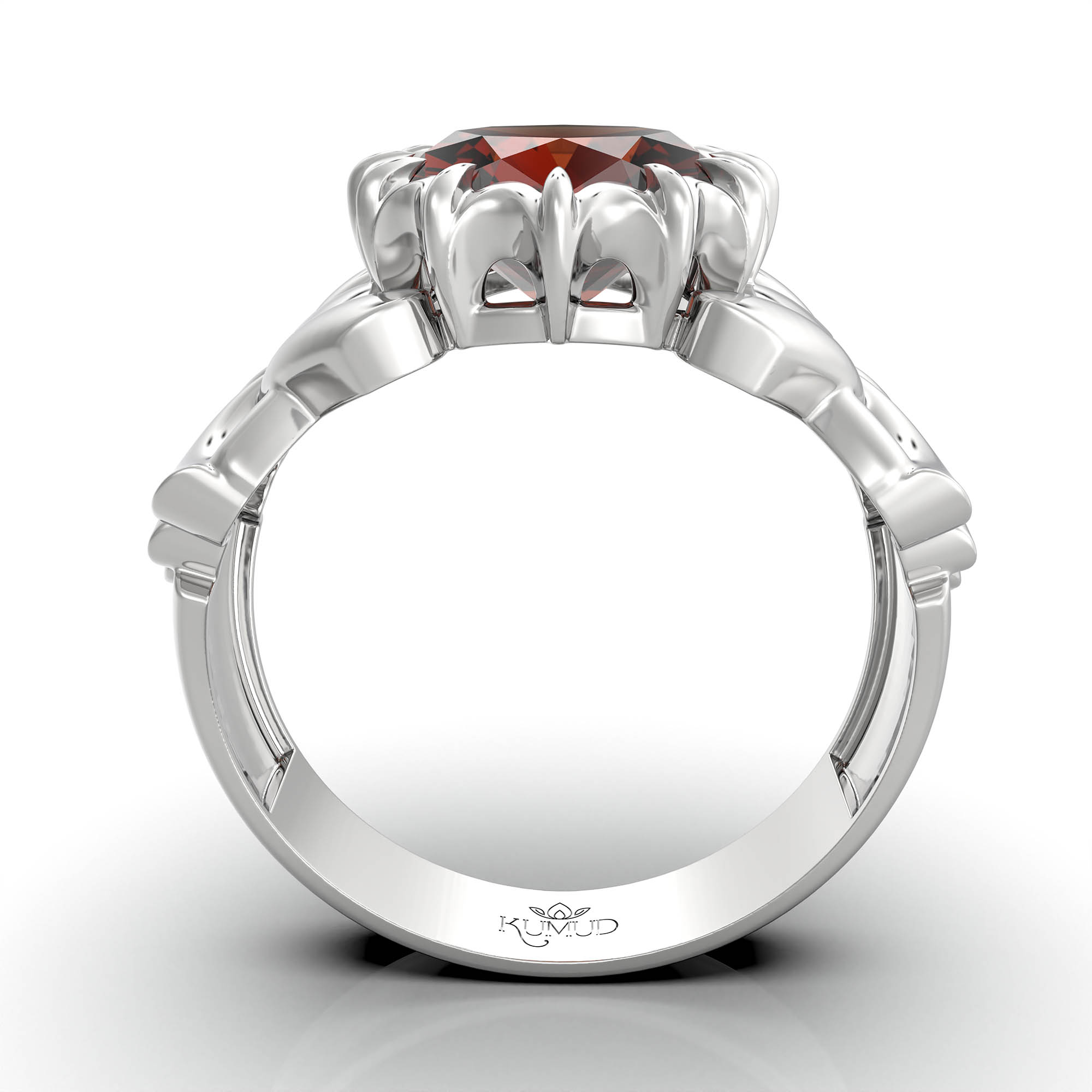 Hessonite (Gomed) Ring for Women in 925 Sterling Silver – Oval 9x8 mm, Prong Setting, 1.8 g (Design KA-6) thumbnail