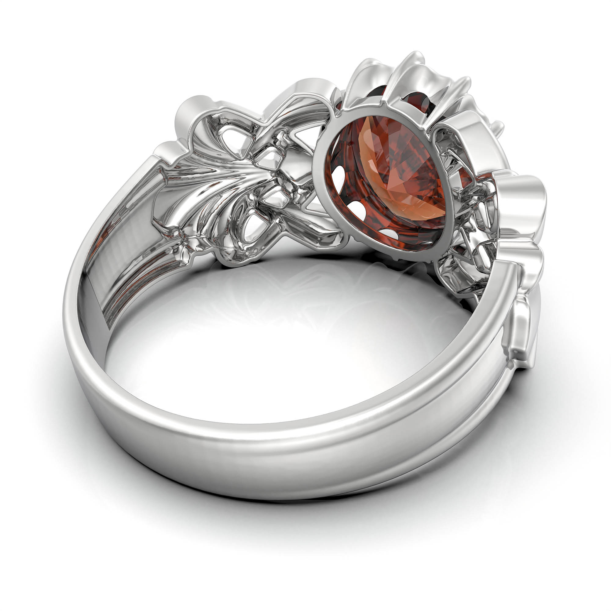Hessonite (Gomed) Ring for Women in 925 Sterling Silver – Oval 9x8 mm, Prong Setting, 1.8 g (Design KA-6) thumbnail