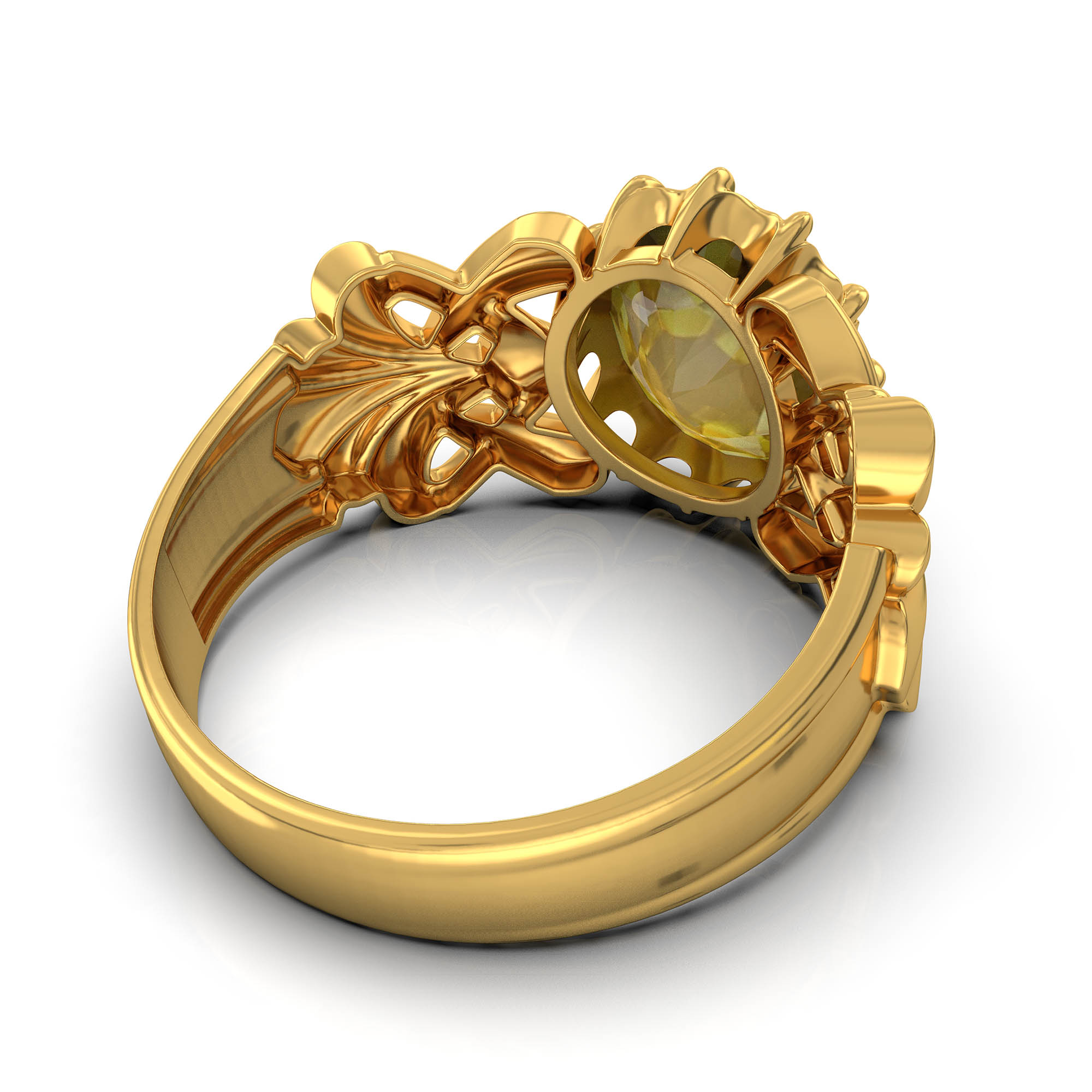 Yellow Sapphire (Pukhraj) Antique Ring for Women in 22K Yellow Gold – Oval 9x8 mm, Prong Setting, 3 g (Design KA-6) thumbnail