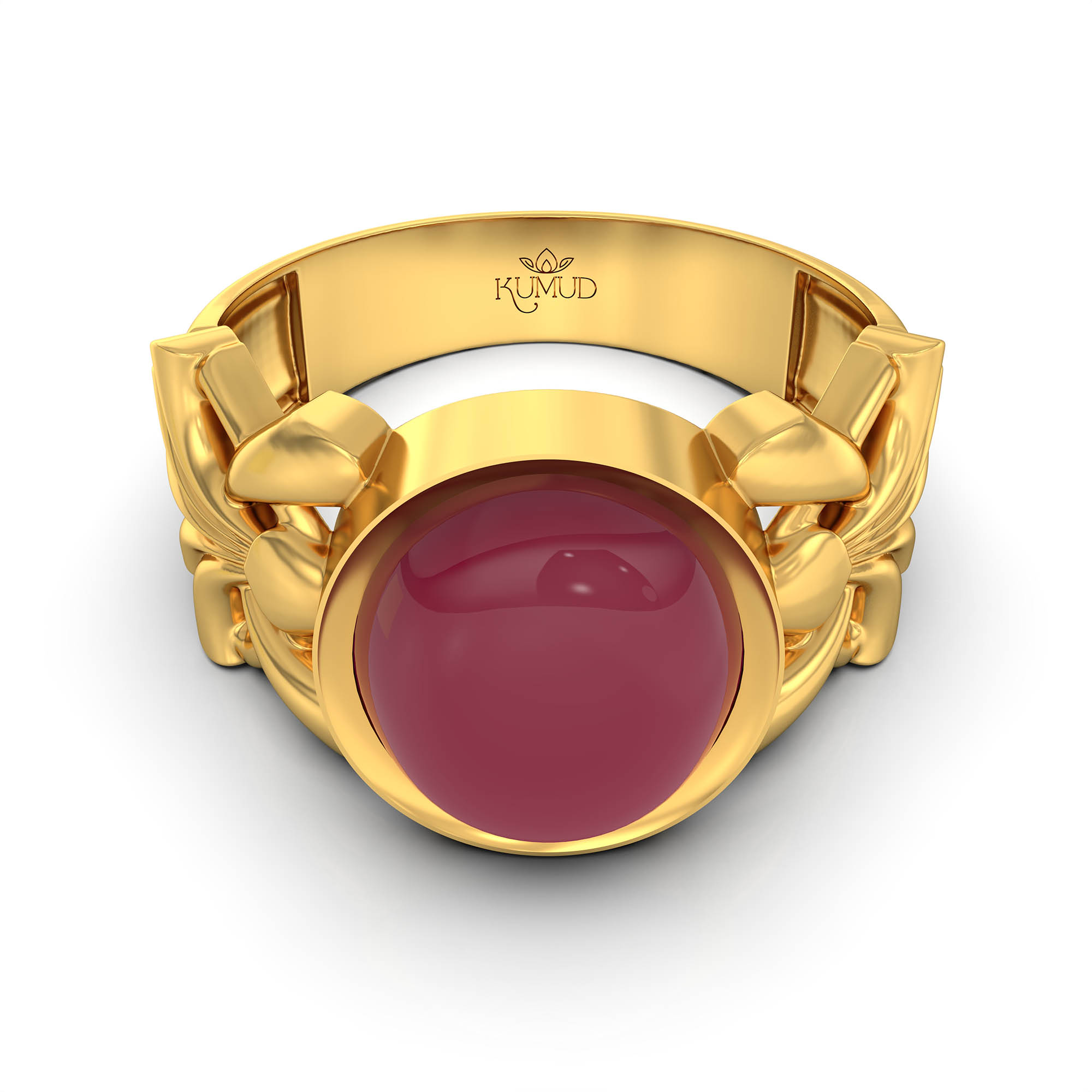 Ruby (Manik) Antique Ring for Women in 22K Yellow Gold – Oval Cabochon 9x8 mm, Bezel Setting, 4 g (Design KA-6) thumbnail