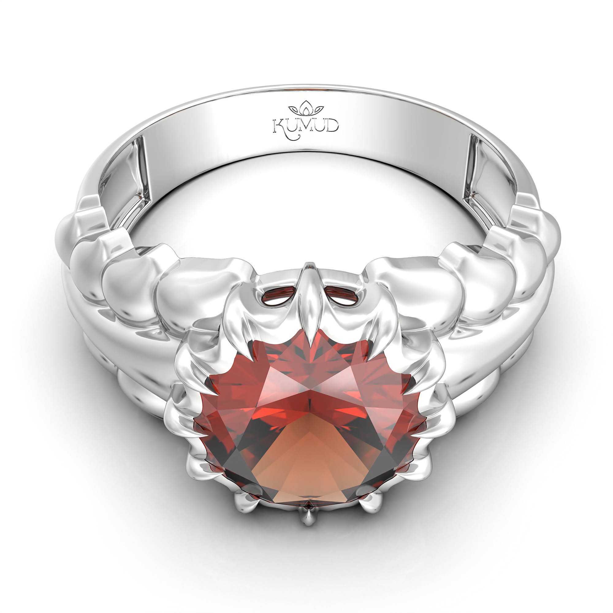 Hessonite (Gomed) Ring for Women in 925 Sterling Silver – Oval 9x8 mm, Prong Setting, 1.8 g (Design KA-7) thumbnail