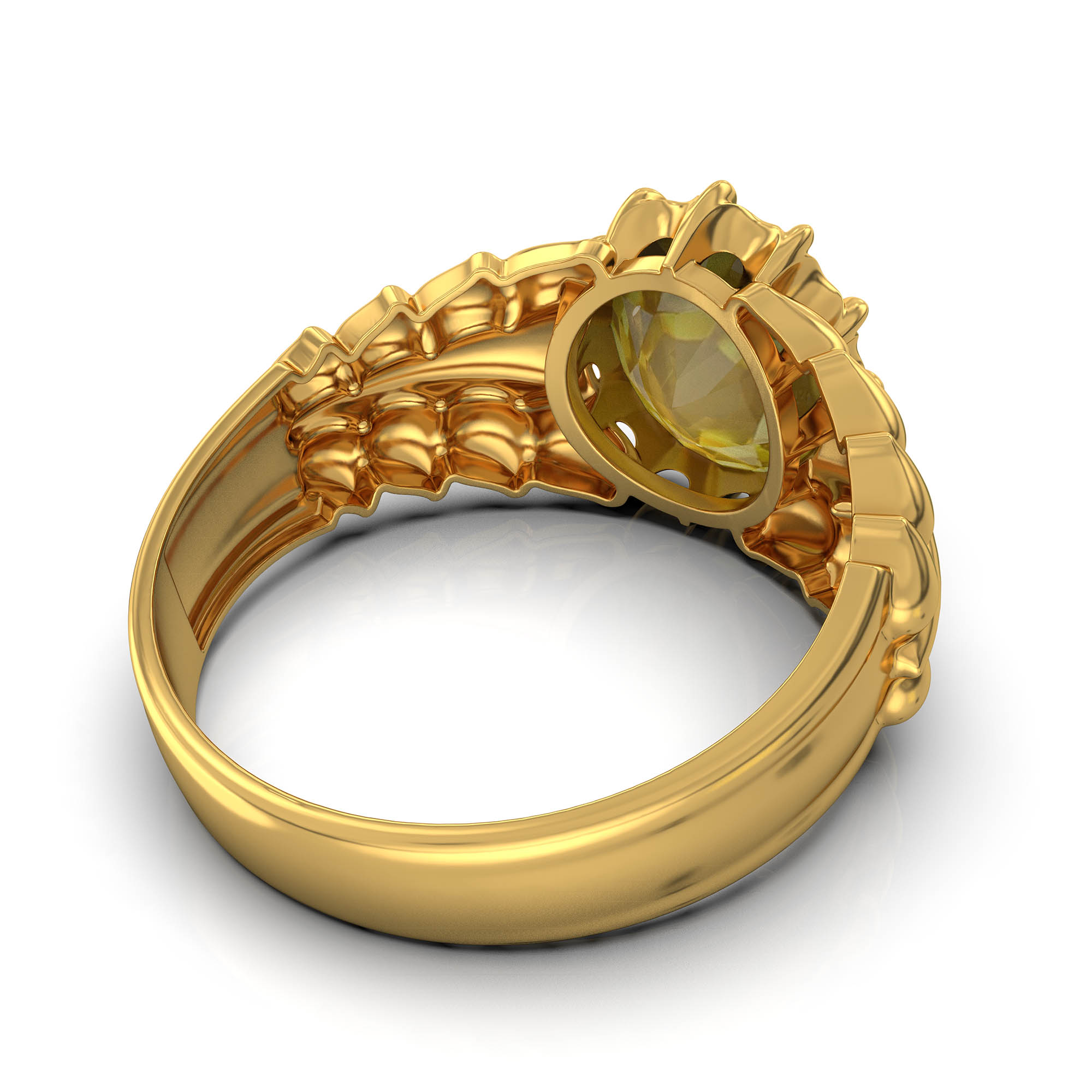 Yellow Sapphire (Pukhraj) Antique Ring for Women in 22K Yellow Gold – Oval 9x8 mm, Prong Setting, 3 g (Design KA-7) thumbnail