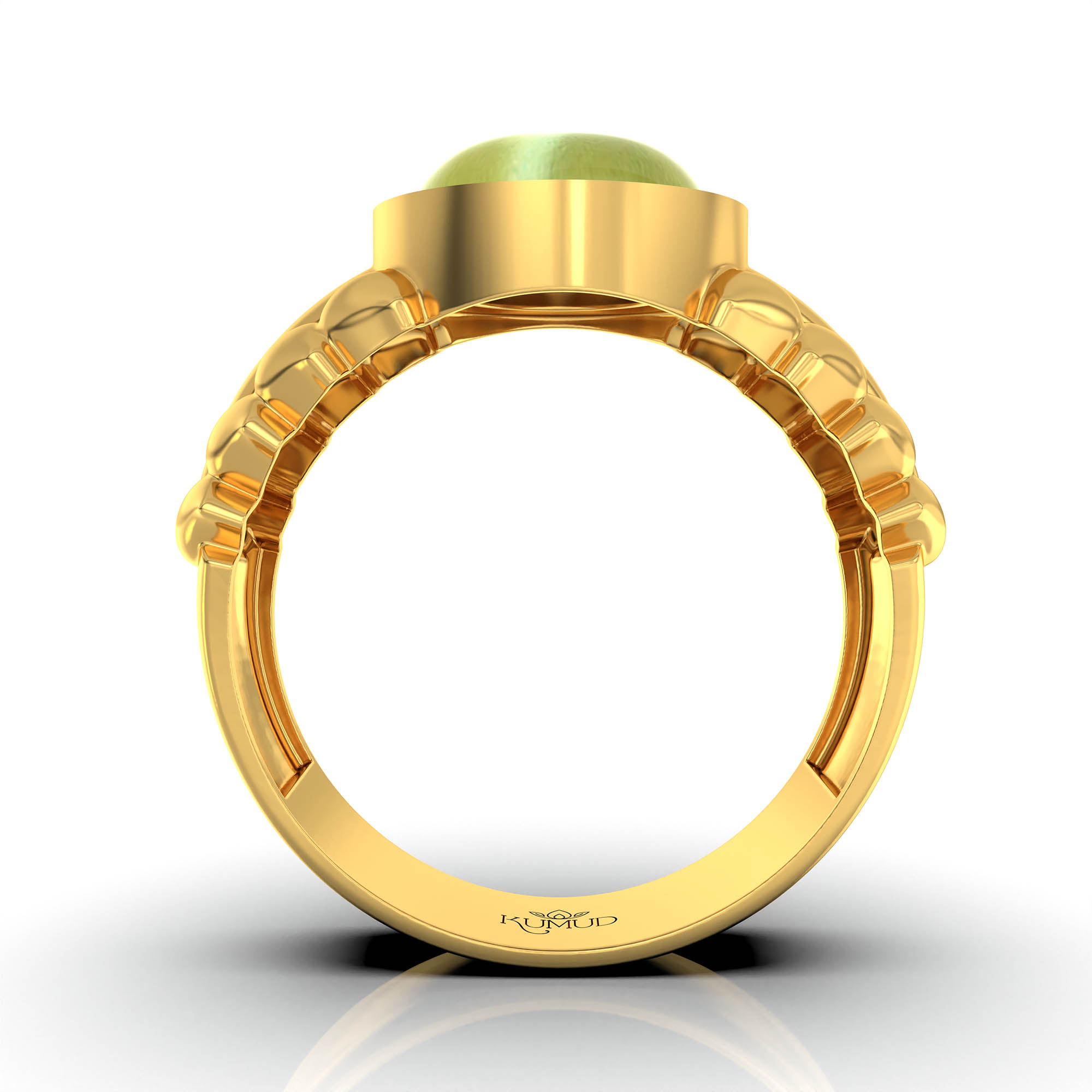Cat's Eye (Lehsunia) Antique Ring for Women in 22K Yellow Gold – Oval Cabochon 9x8 mm, Bezel Setting, 4 g (Design KA-7) thumbnail