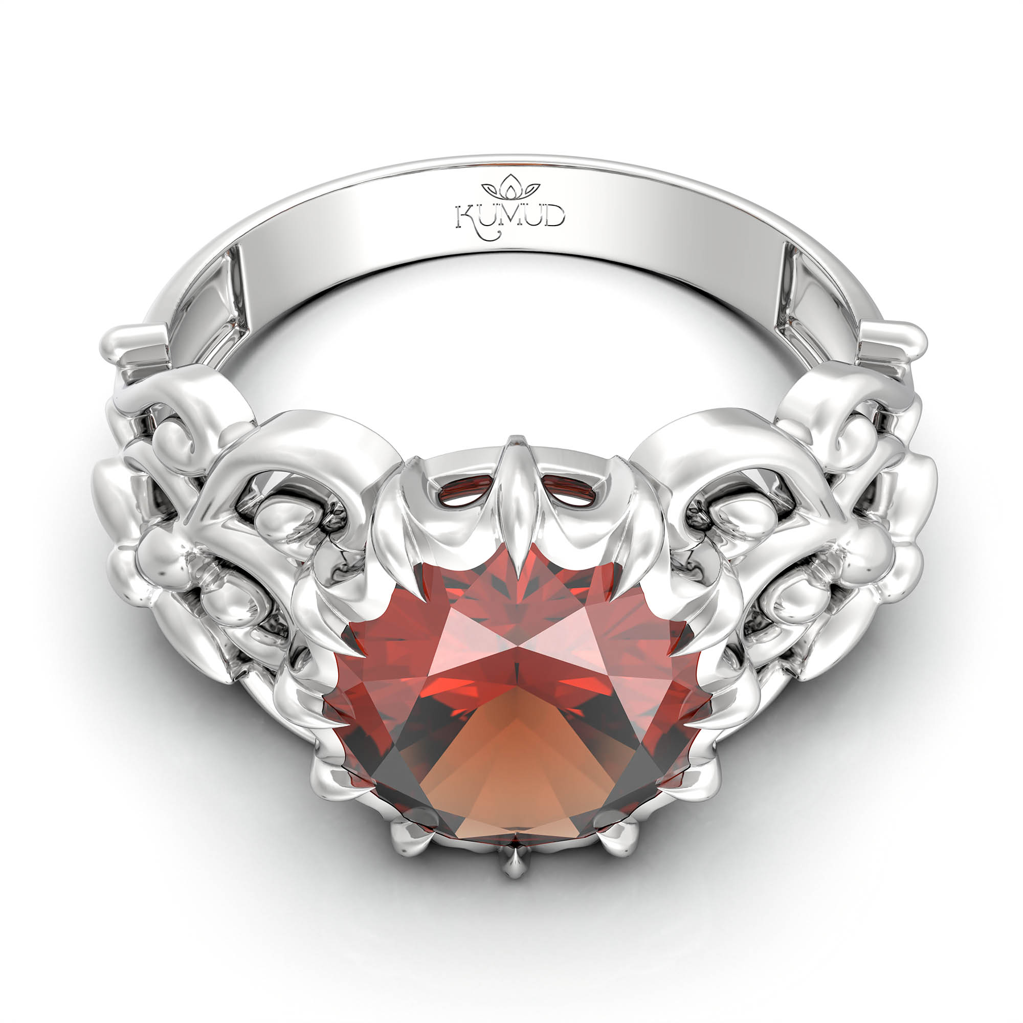 Hessonite (Gomed) Ring for Women in 925 Sterling Silver – Oval 9x8 mm, Prong Setting, 1.8 g (Design KA-8) thumbnail