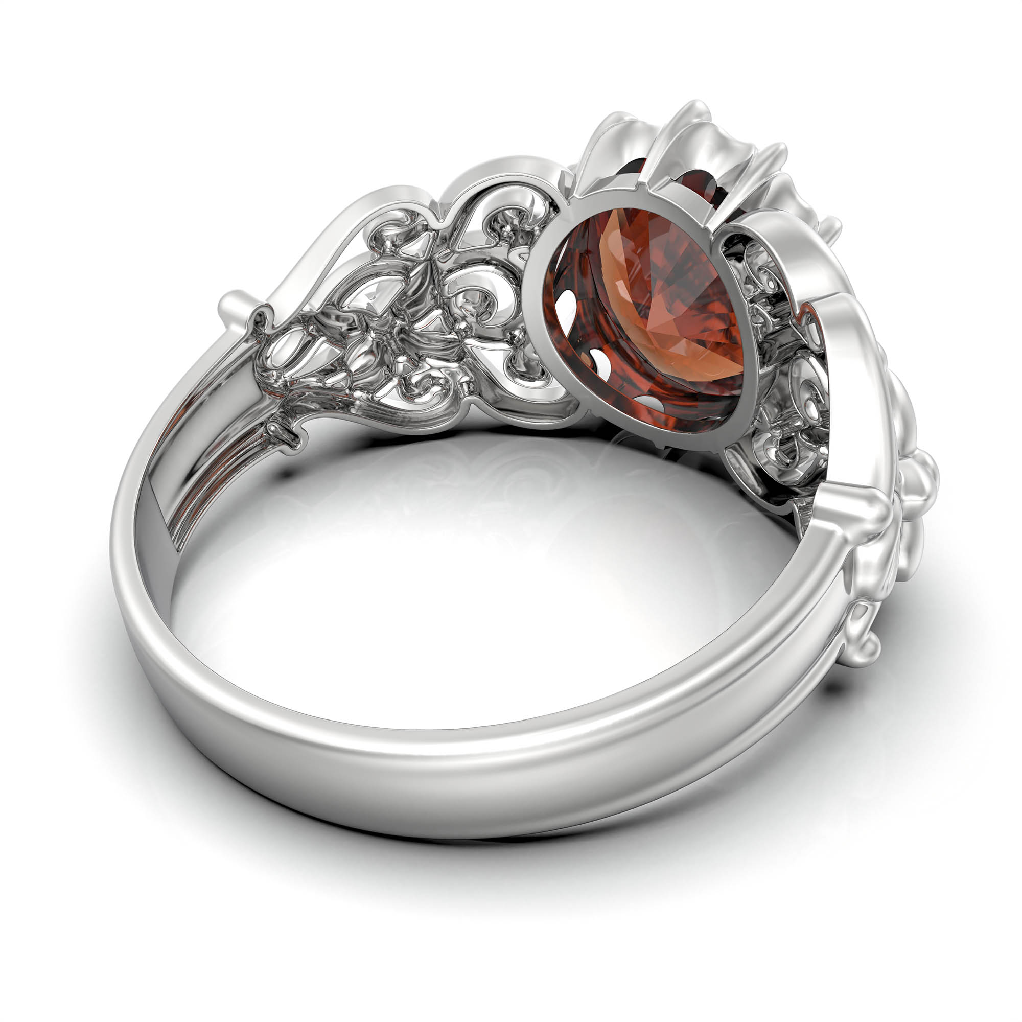 Hessonite (Gomed) Ring for Women in 925 Sterling Silver – Oval 9x8 mm, Prong Setting, 1.8 g (Design KA-8) thumbnail