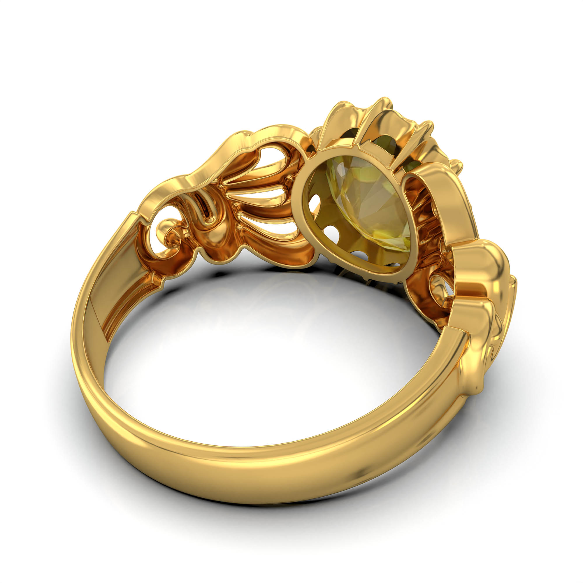 Yellow Sapphire (Pukhraj) Antique Ring for Women in 22K Yellow Gold – Oval 9x8 mm, Prong Setting, 3 g (Design KA-9) thumbnail