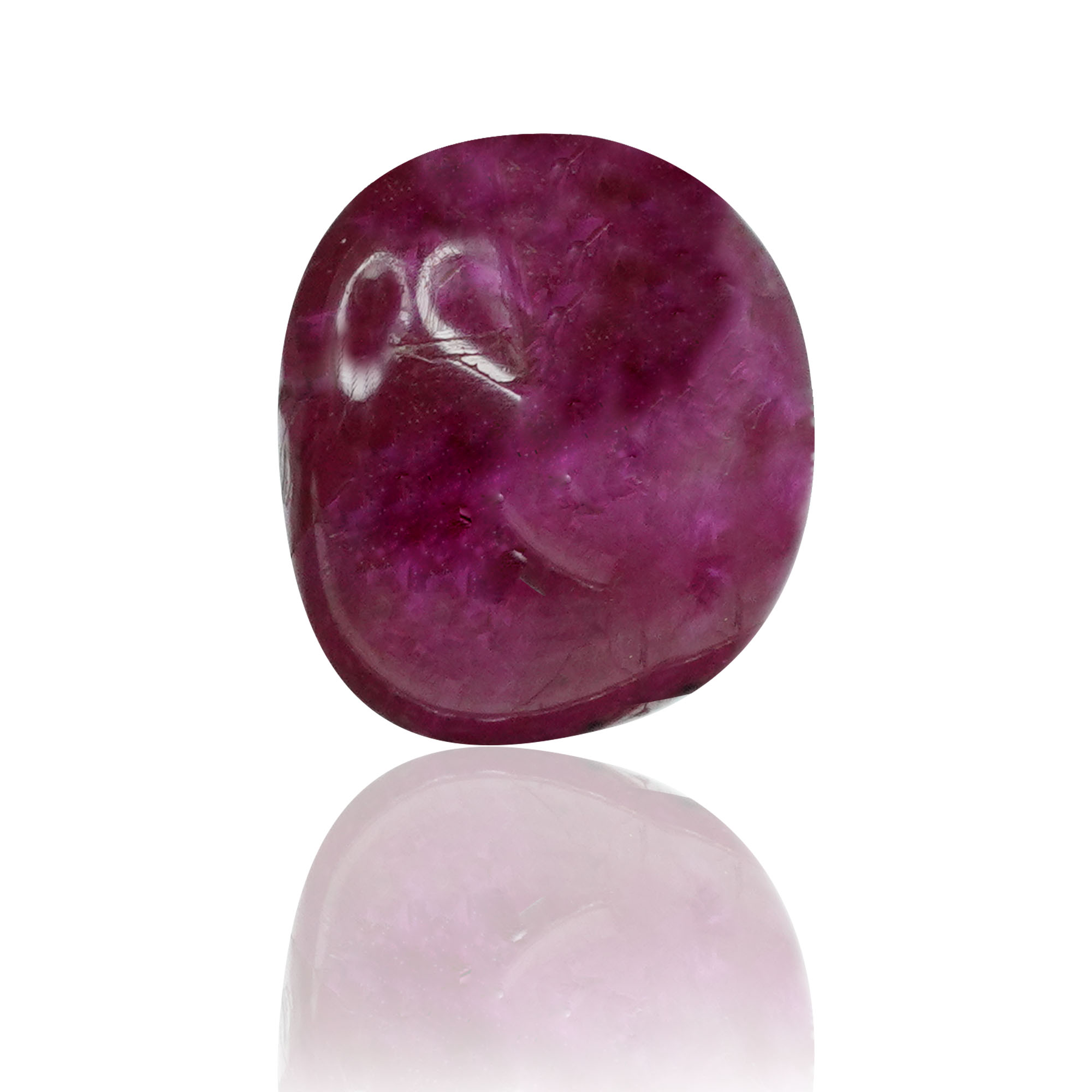Natural Unheated Ruby (Manik) 1.85 Ct, Tumble Cabochon, Burma – IGTL Certified – front view thumbnail
